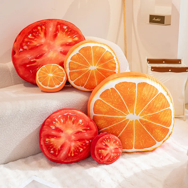 20-60cm Simulation Tomato Plush Toy Soft Stuffed Fruit Orange Plush Cushion Pillow Sofa Chair Cushion for Girls Gifts Home Decor