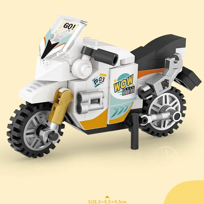 MOC City-bloques de construcción de automóviles súper deportivos, motocicletas, vehículos todoterreno, corredores, camiones de bomberos de policía, kits de ladrillos famosos para niños