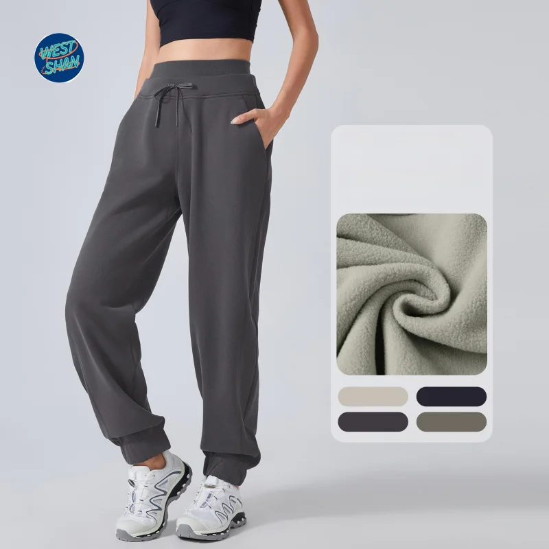 WESTSHAN EU US Taglia Autunno Inverno Foderato in pile Pantaloni sportivi caldi per le donne Pantaloni sportivi casual Pantaloni larghi da yoga fitness jogger