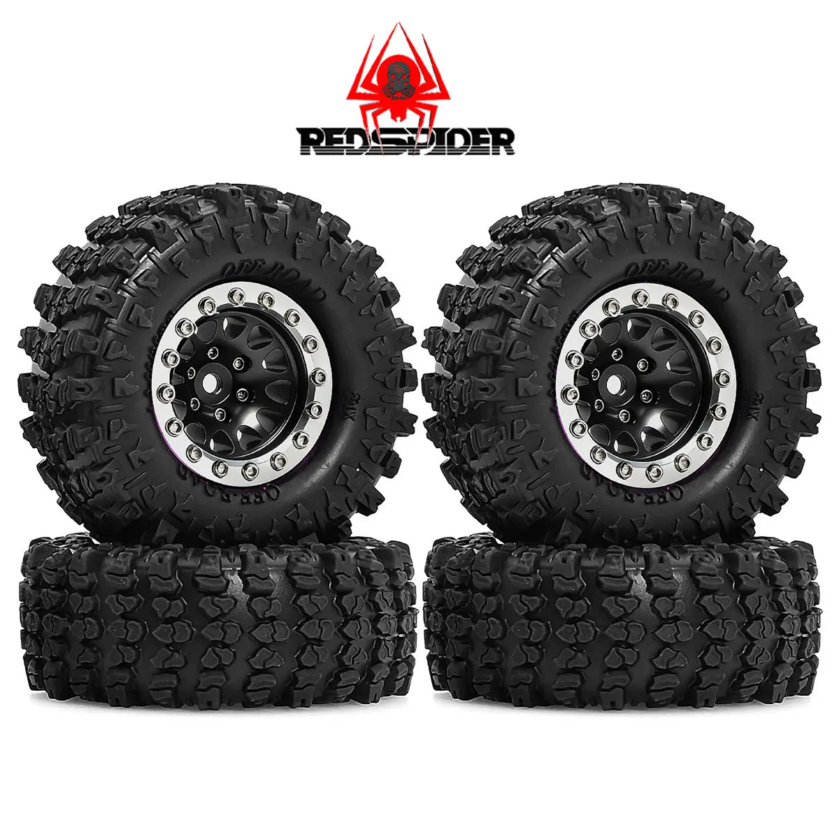 4 Neumáticos de Goma de 64 mm con Llanta Metálica para Coche RC 1/12 MN82 LC79, Accesorios de Mejora Metálicos