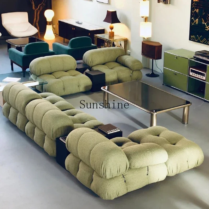 Fabric tofu block module free combination cream wind sofa