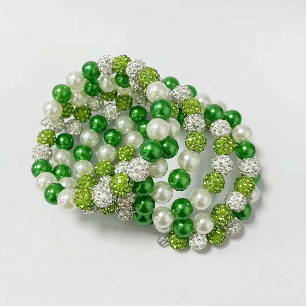 레이어드 디자인의 녹색과 흰색 비즈 팔찌 - Ceramic Link Bracelet 리뷰 및 가격