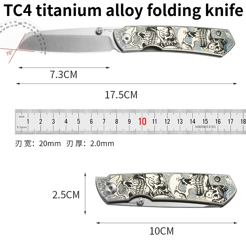 

NEW TC4 Titanium Alloy Multifunctional Folding Knife High Hardness Portable Survival Outdoor Camping EDC Folding Knife