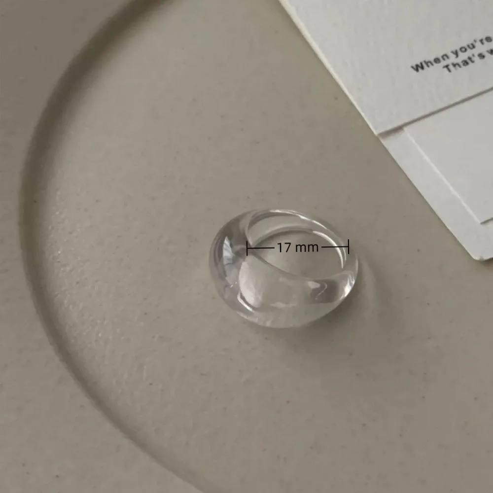 Y2K الراتنج قوس خواتم واسعة شفافة أنيقة ملونة هندسية غير النظامية حلقة الاكريليك مجوهرات هدية النساء