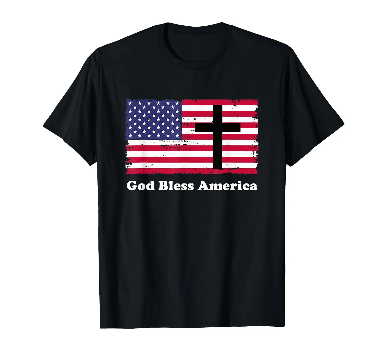 

Patriotic Flag and Cross Design T-Shirt for American Pride