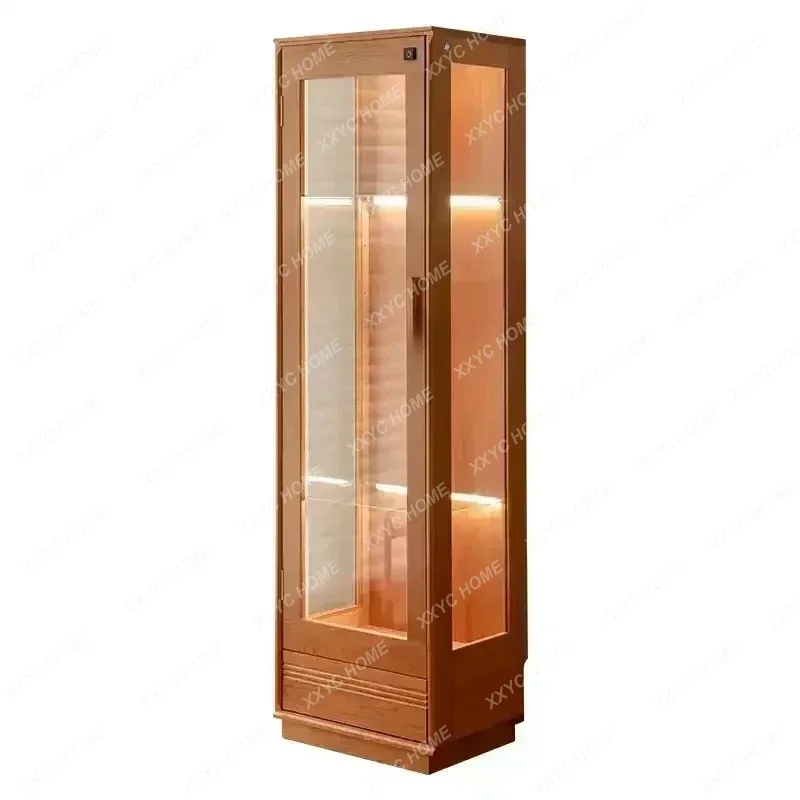 A  D96  Doll transparent glass dustproof display cabinet solid wood living room display storage wine cabinet