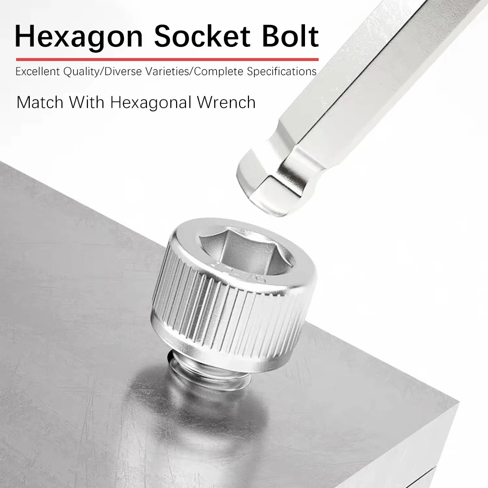 غرامة الموضوع مسدس عرافة المقبس كأس مسمار لولبي الرأس البراغي M3 M4 M5 M6 M8 M10 M12 304 الفولاذ المقاوم للصدأ ألين مفتاح آلة مسامير Din 912 #4