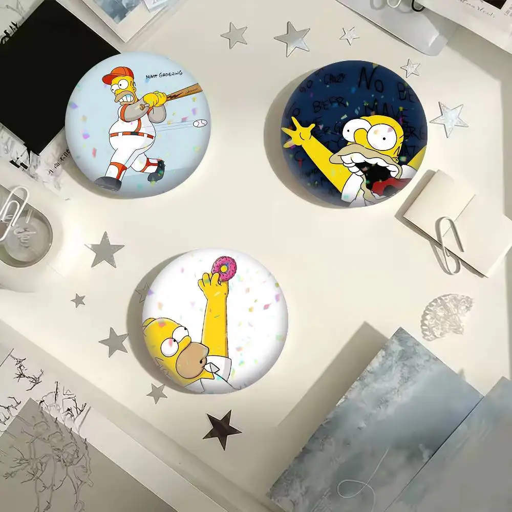 Cute S-impson D'oh Guy  25mm 32mm 44mm 58mm 75mm Brooches Badges Pins for Accessories Gift
