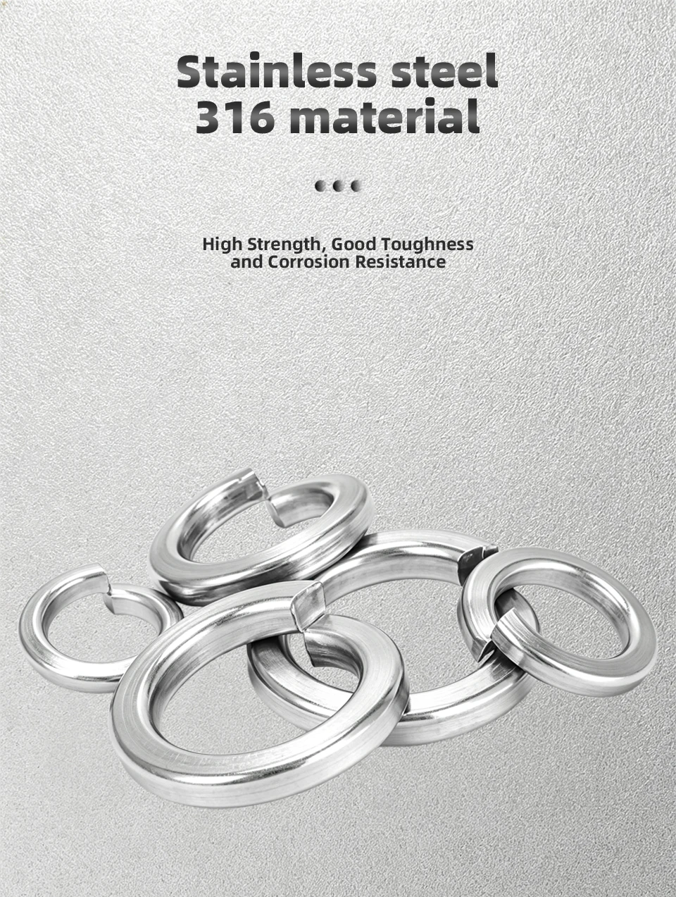 GB93 Split-Federscheibe 304 & 316 Edelstahl Elastische Dichtung M2 M2.5 M3 M4 M5 M6 M8 M10 M12 M14 M16 M18 M20 M22 M24 M27 M30 – Detail 8