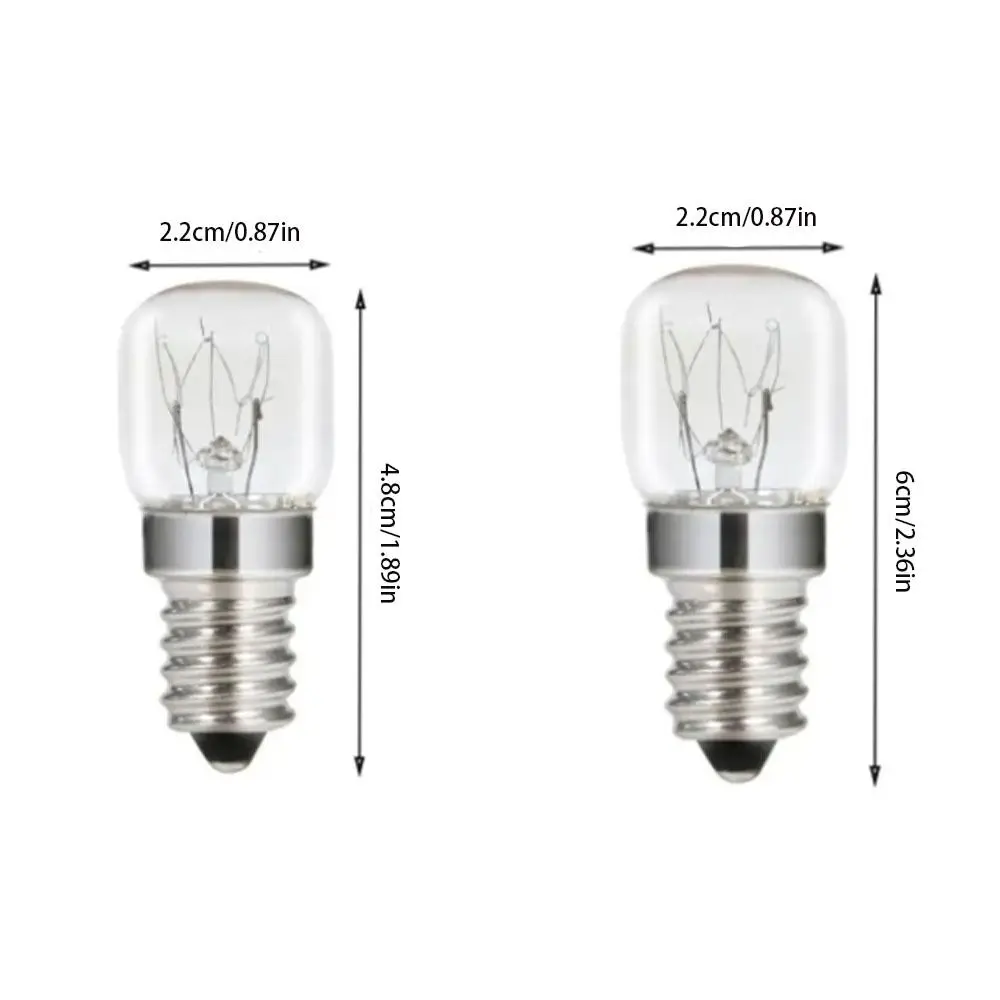 Bombilla incandescente Vintage E14, lámpara de sal de 2 piezas, 15W, cristal transparente resistente a altas temperaturas, para refrigerador