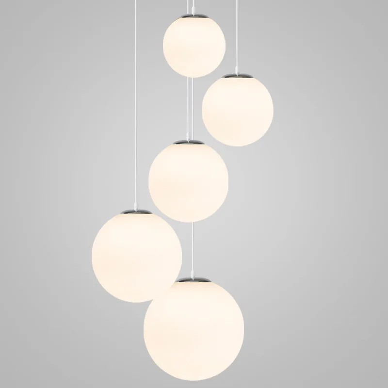 Nordic Glass Ball Pendant Lights Milky White Suspension Lamp for Dining Room Restaurant Bar Bedroom Decor Led Lighting Fixtures