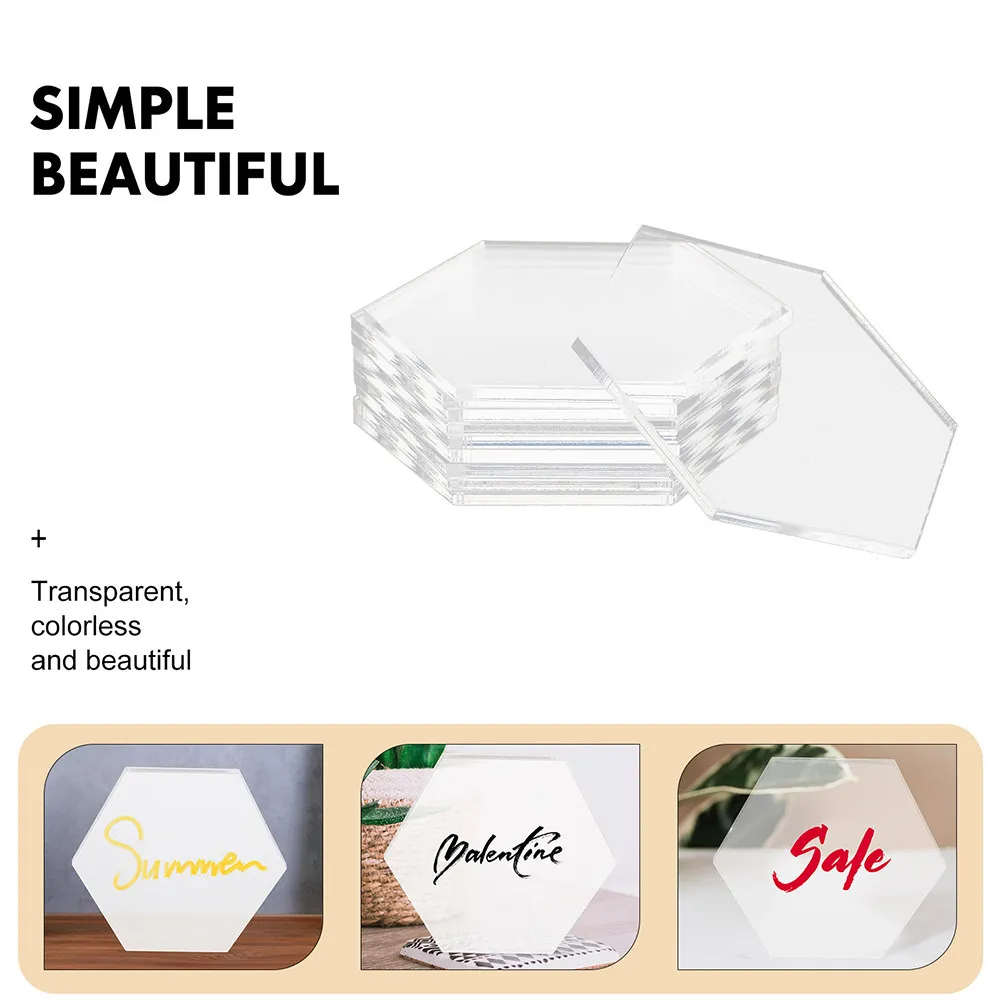 10Pcs Premium Transparent Acrylic Sheet Hexagon Shape DIY Painting Board for Art Projects Desktop Decoration Creative Craft