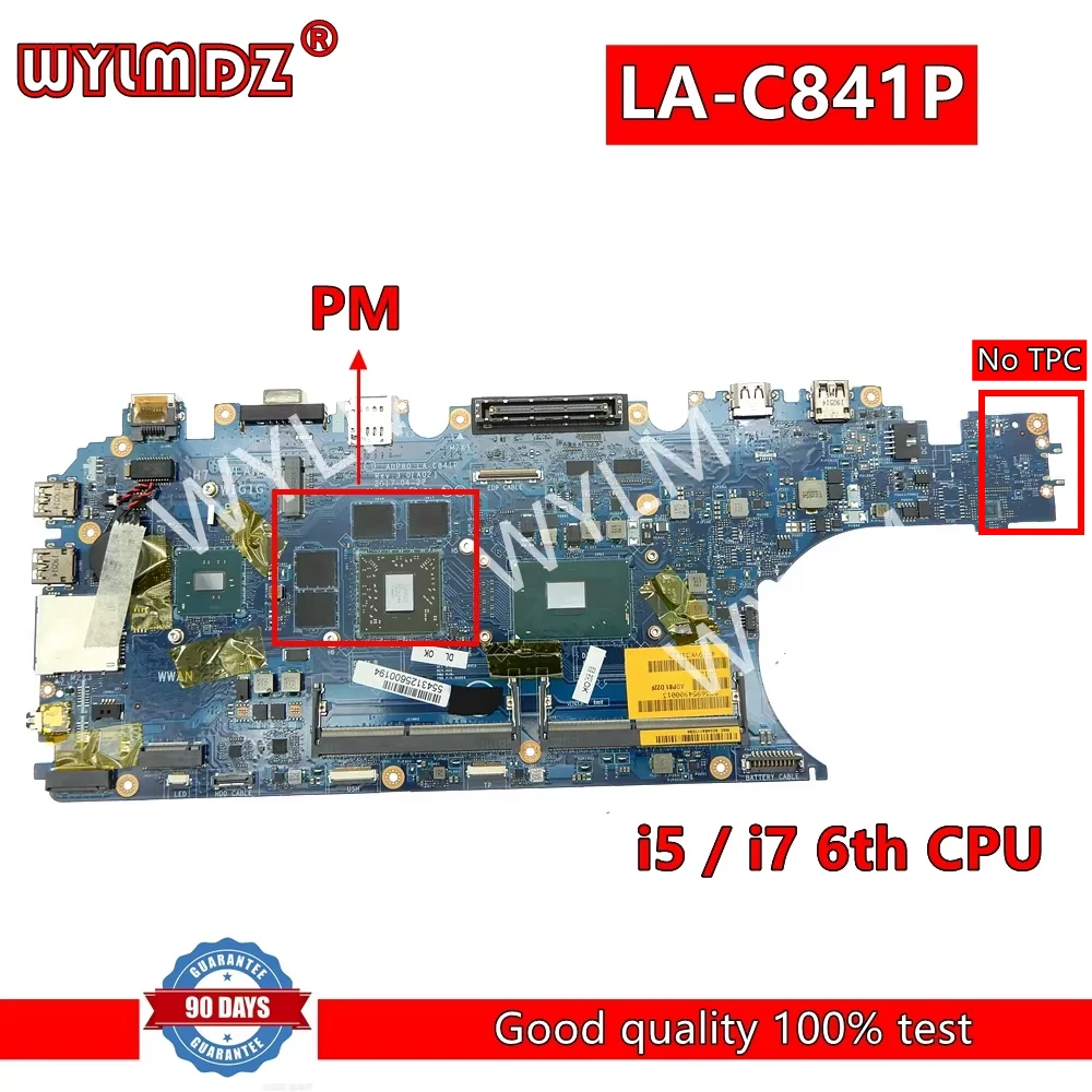 ADP80 LA-C841P i5/i7 6th CPU 216-0866020 GPU  Mainboard For Dell Latitude 3510 E5570 5570 Laptop Motherboard CN-0N0D6R  Tested