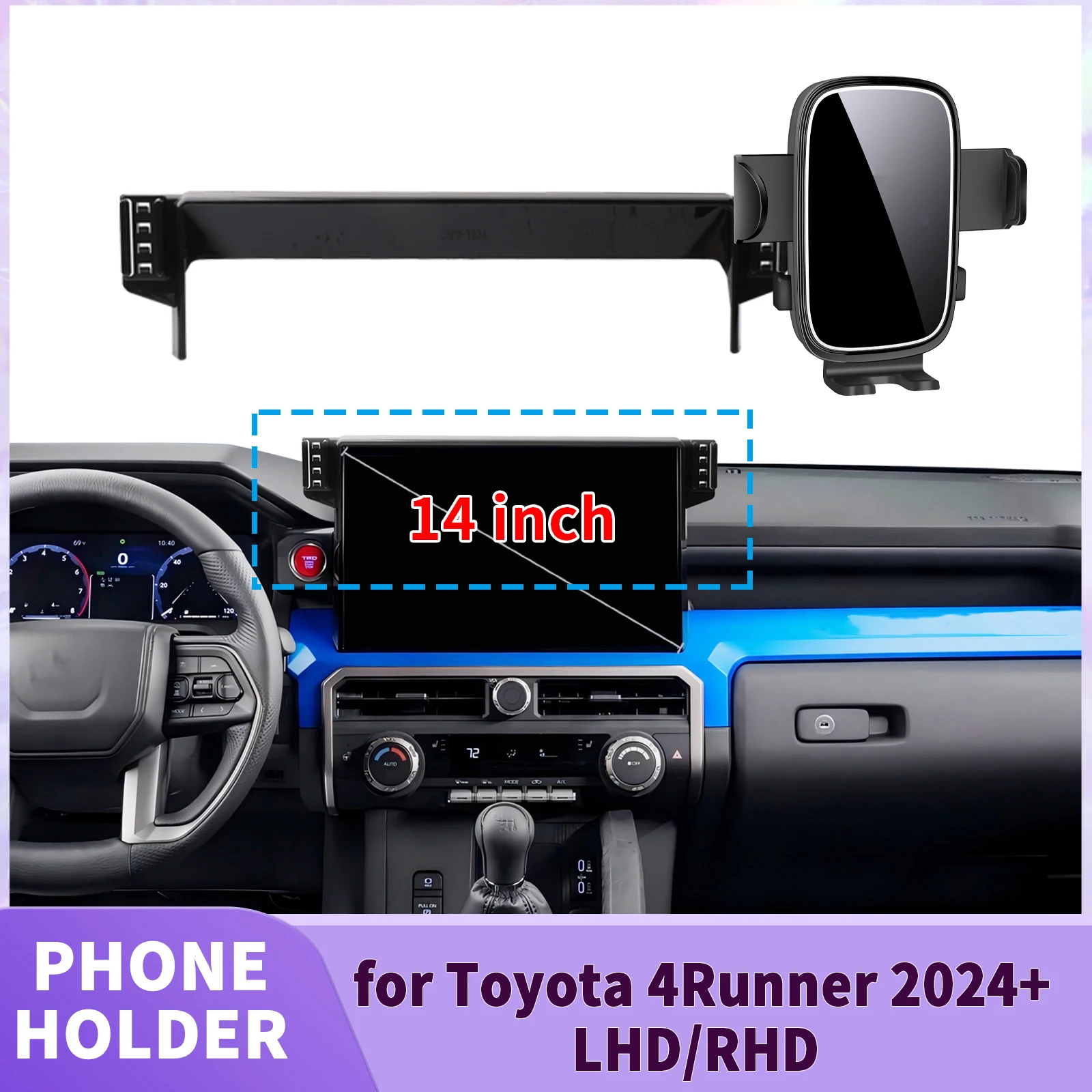 Suporte de Telefone para Tela de 14 Polegadas LHD RHD para Toyota 4Runner 2024 2025 2026 ​ ​   Clipe de Segurança para Carro ​ ​   acessórios