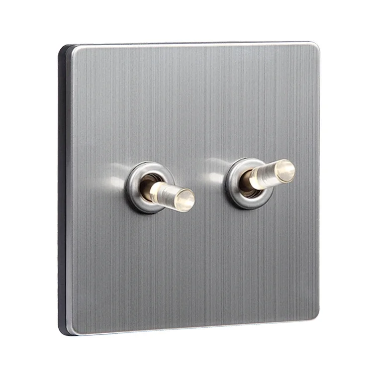 Metal brushed panel + Brass Crystal Toggle Switch Wall Light Retro Home Hotel Socket  220V 1G2G3G4G Pull Switch SW-4600