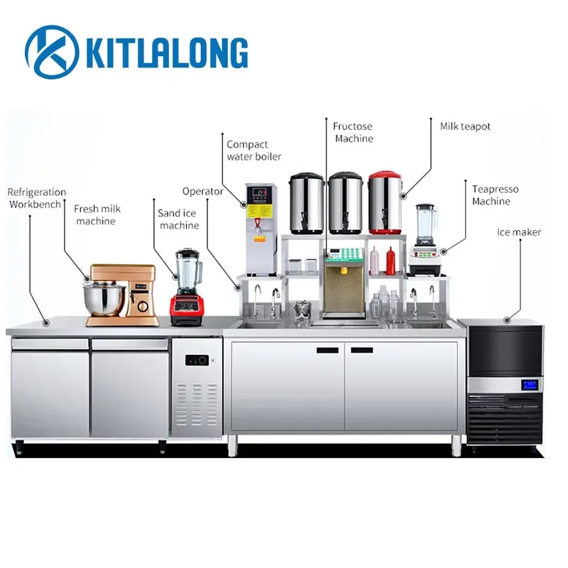 for Customizable Multifunctional Stainless Steel Refrigerated Bar Equipment Cocktail Beverage Juice Bubble Tea Station Food