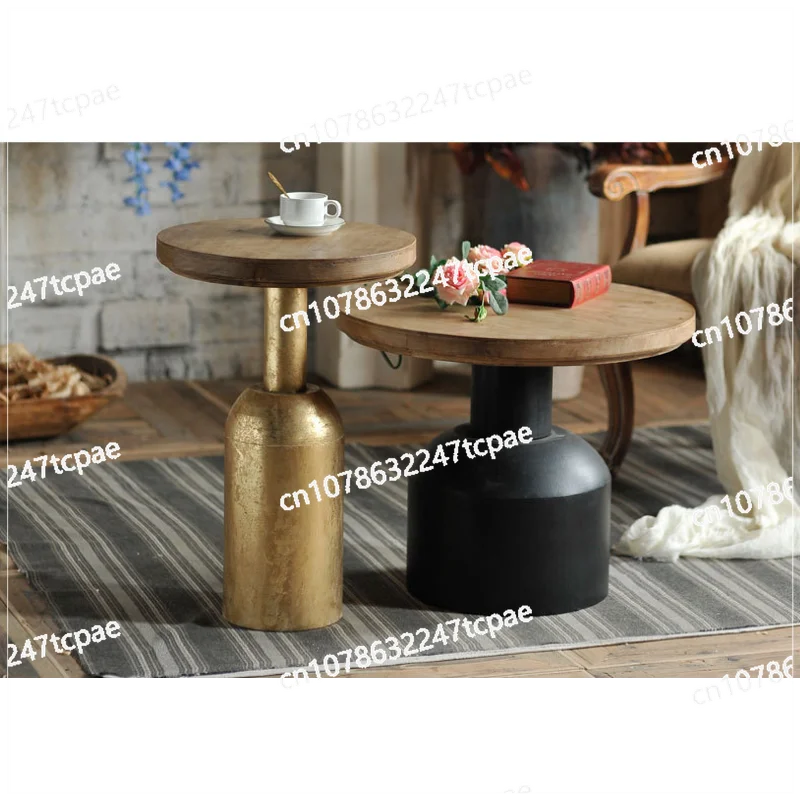 American country coffee table retro style hotel B & B living room sofa round corner flower shop storage small round table