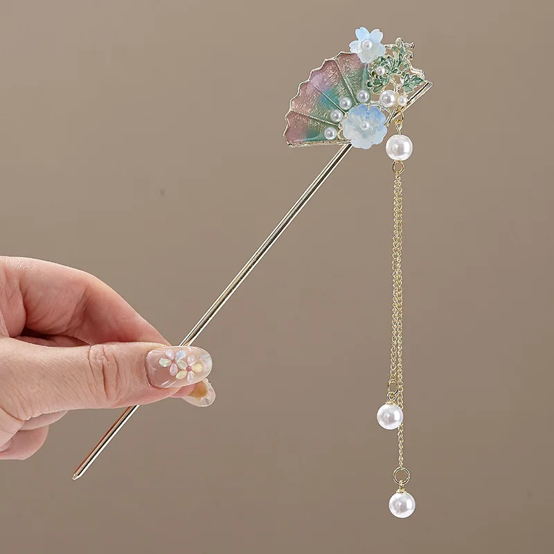 Women's Elegant Flower Hairpin with Blue Flower Tassel