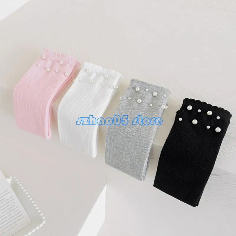 

85LE Soft and Breathable Knee Length Socks for Girls Pearls Over the Knee Long Socks Stylish Stockings for Any Occasion