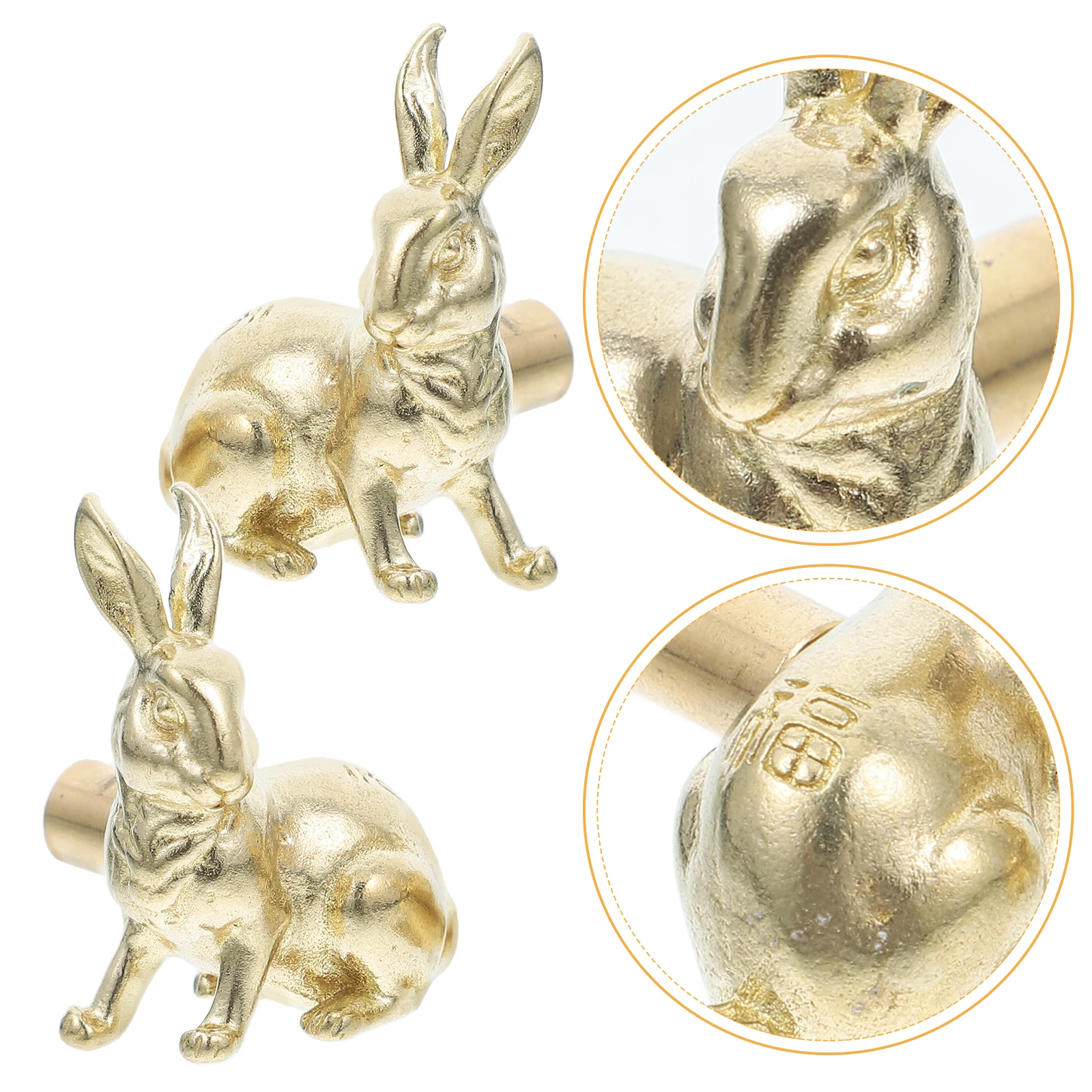 

2pcs Rabbit Cabinet Handles Brass Animal Drawer Knobs Gold Door Pulls Vintage Nursery niture Hardware Metal Closet Critter