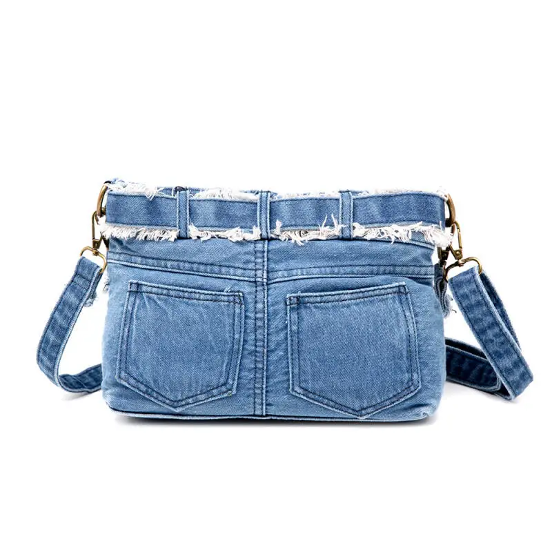 Fashion Denim Canvas Shoulder Bags With Pockets 2024 Trendy Personalized Rivet Crossbody Bags for Women Casual Ladies Handbags