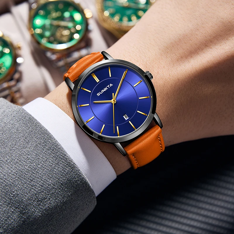 SUNKTA 2026 ساعة رجالي فاخرة LIGE موضة عادية كوارتز ساعات المعصم مقاوم للماء تاريخ الأعمال الساعات النساء الهدايا Reloj Hombre