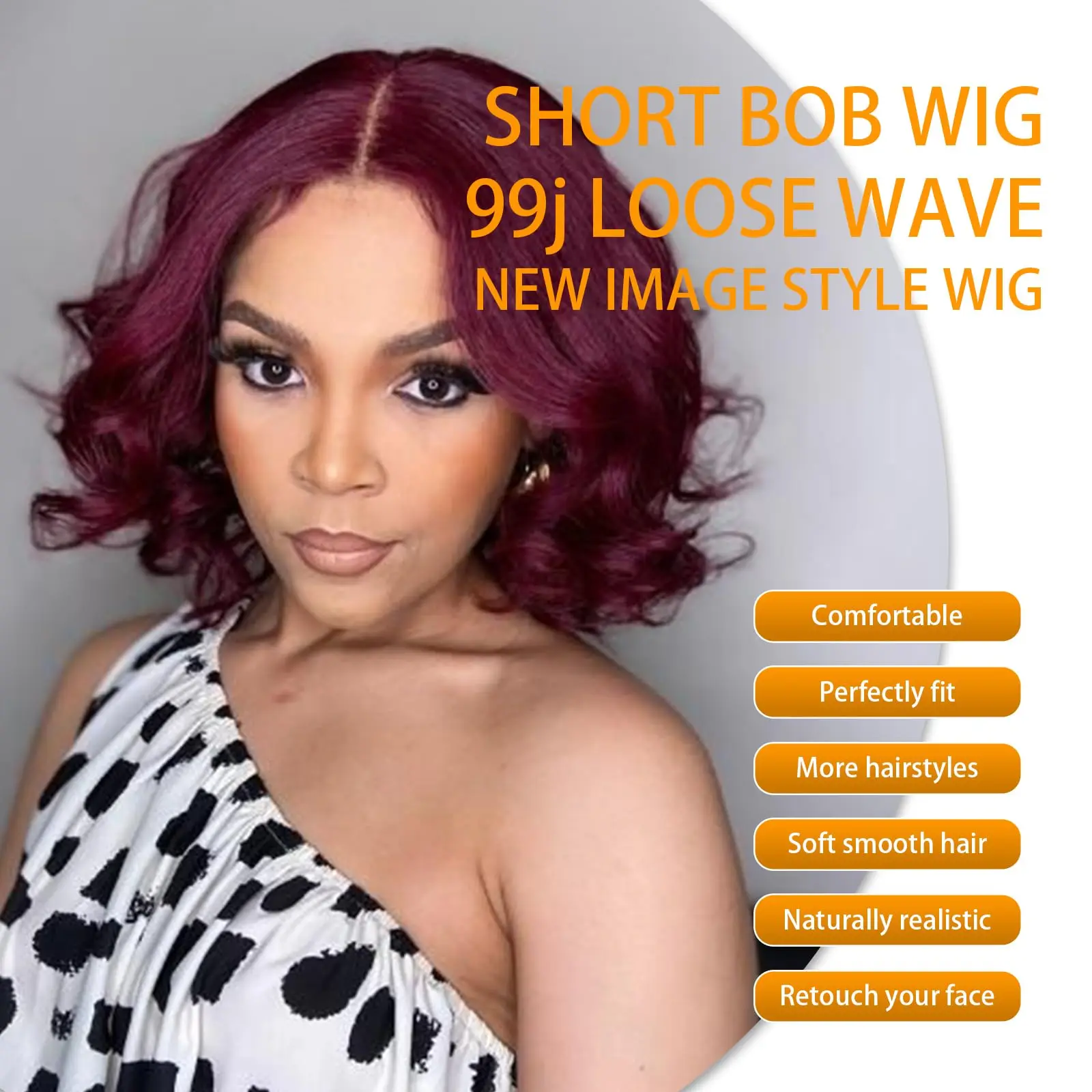 16inch 5x5 Full Lace Frontal Spring Bouncy Curly Human Hair Wigs 180% Density Burgundy 99J Short Loose Wave Bob Wig PrePlucked image 3