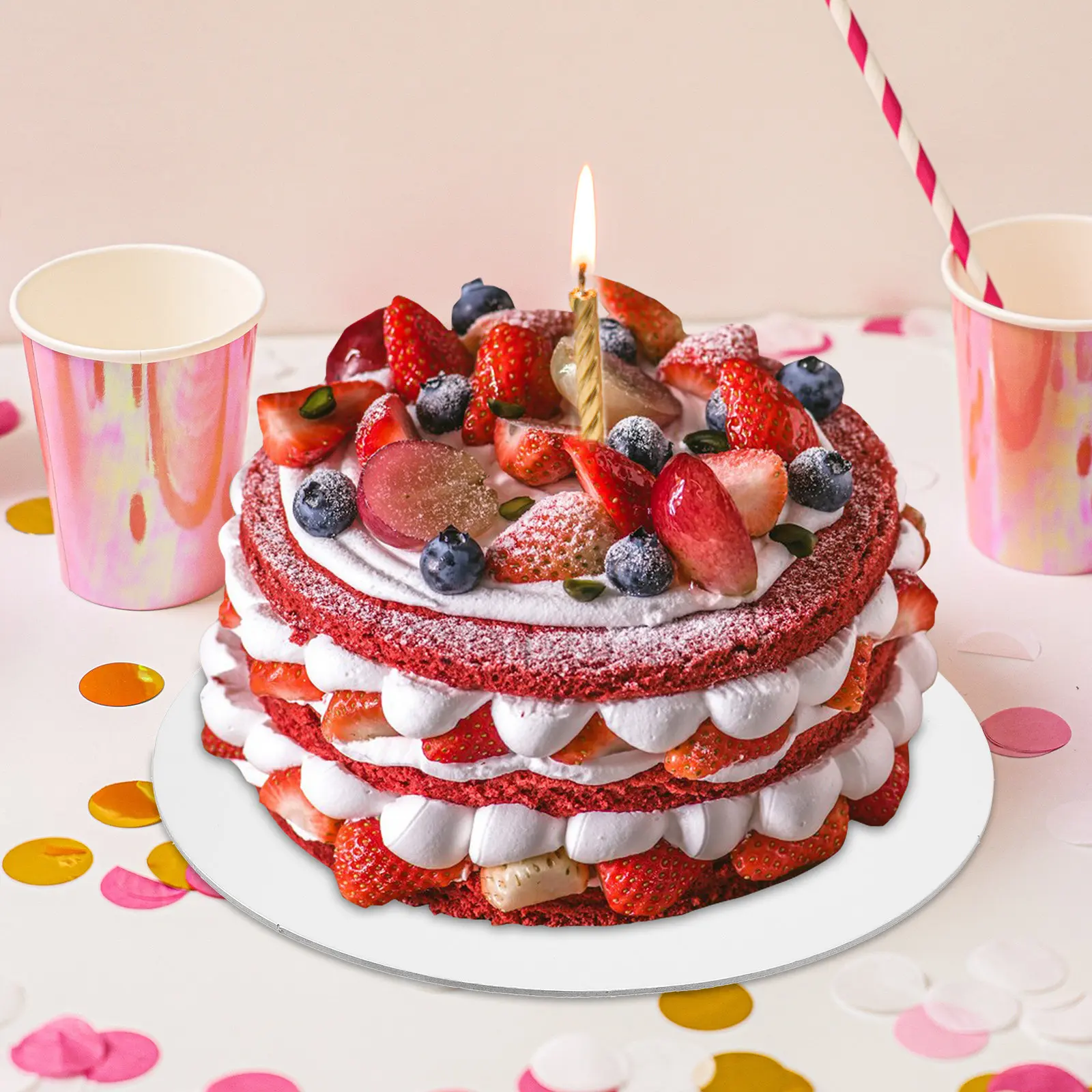 10Pcs Cake Boards Paper Liners Smooth Surface Cake Display Boards for Party Wedding Birthday Dessert Tray Snack Serving Plate