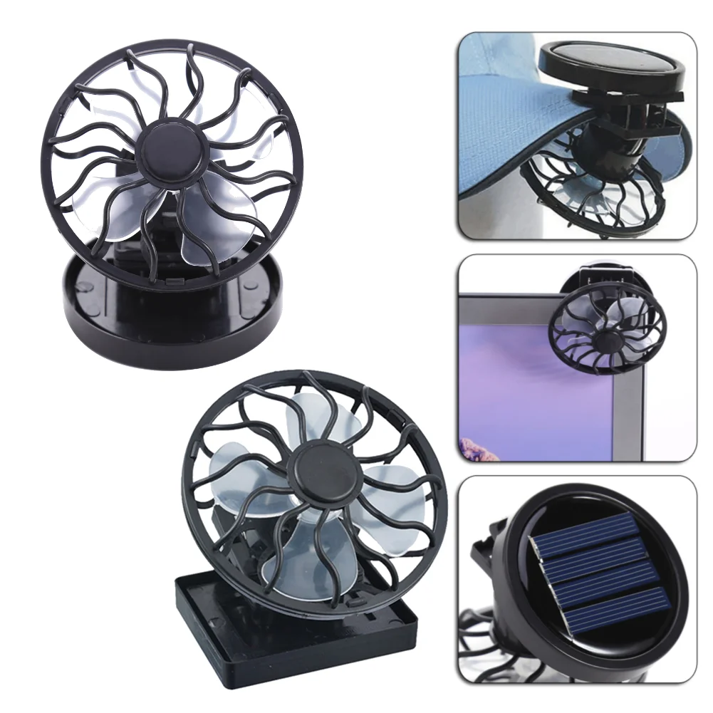 Ventilador alimentado por energía Solar con Clip, Panel de energía Solar, Enfriador de aire portátil de verano para viajar, pescar, escalar