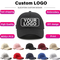 Sleckton-Unisex Custom Logo Baseball Cap, DIY Carta Bordado Chapéus, Algodão Design Bonés, Mulheres e Homens, Atacado, Moda