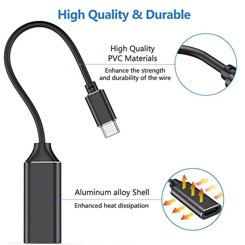 Type C to HDMI-compatible Cable Ultra HD 4k USB 3.1 HDTV Cable Adapter Converter for MacBook Chromebook Samsung S8 S9