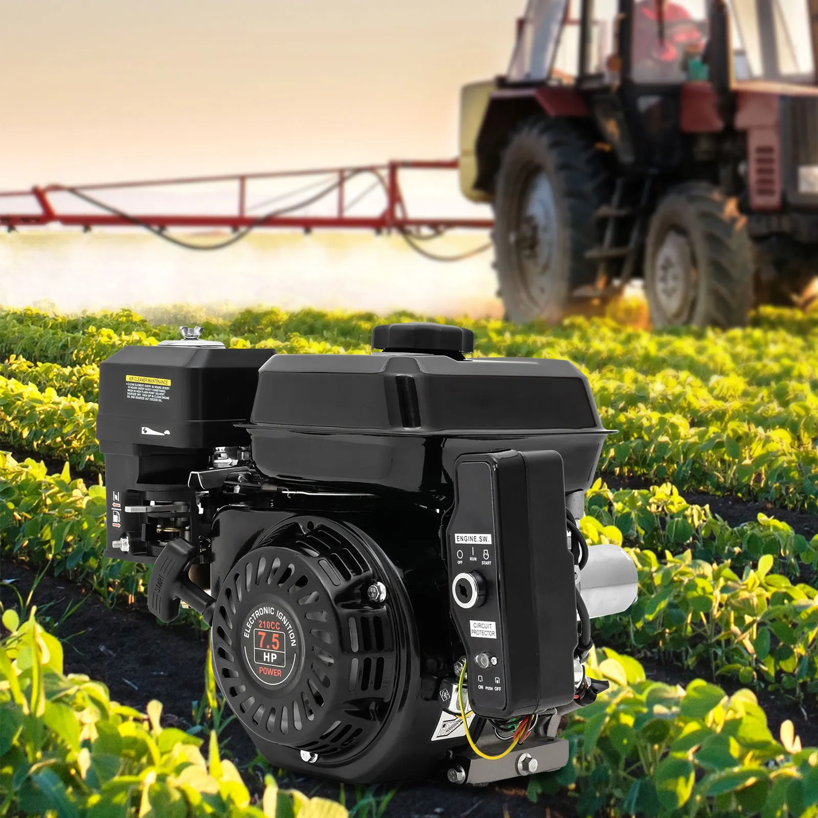 محرك 212cc 4-السكتة الدماغية 7.5 HP محرك كهربائي أفقي محرك غاز Go Kart لعربات الذهاب والضواغط والخنادق والمولدات #1