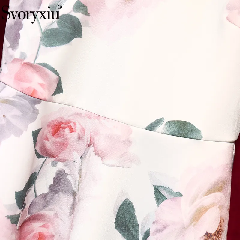 Svoryxiu-Robe courte imprimée à fleurs pour femmes, vêtement de styliste, tenue d'été élégante