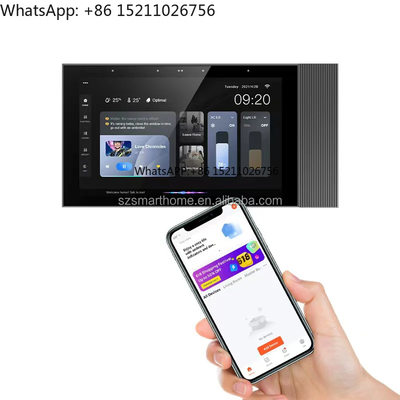 7 Inch Zigbee Tuya Smart Music Sound System Scene Control with Wall Amplifier 4*25W Ceiling Speakers Home Theater Systems