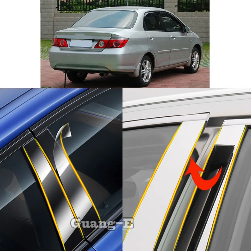 

Накладки на стойки дверей (зеркала) из ТПУ/глянцевого пластика для Honda CITY 2006-2008, молдинги на окна, наклейки, аксессуары, 4 шт.