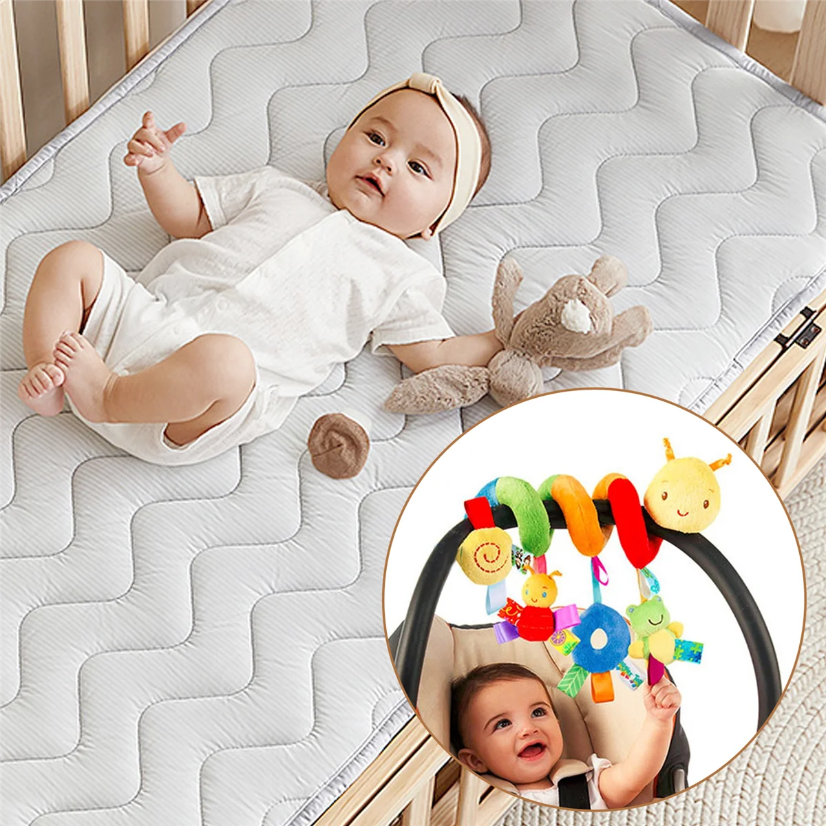 NEW Cute Activity Spiral Crib Stroller Car Seat Travel Hanging Toys Baby Rattles Toy