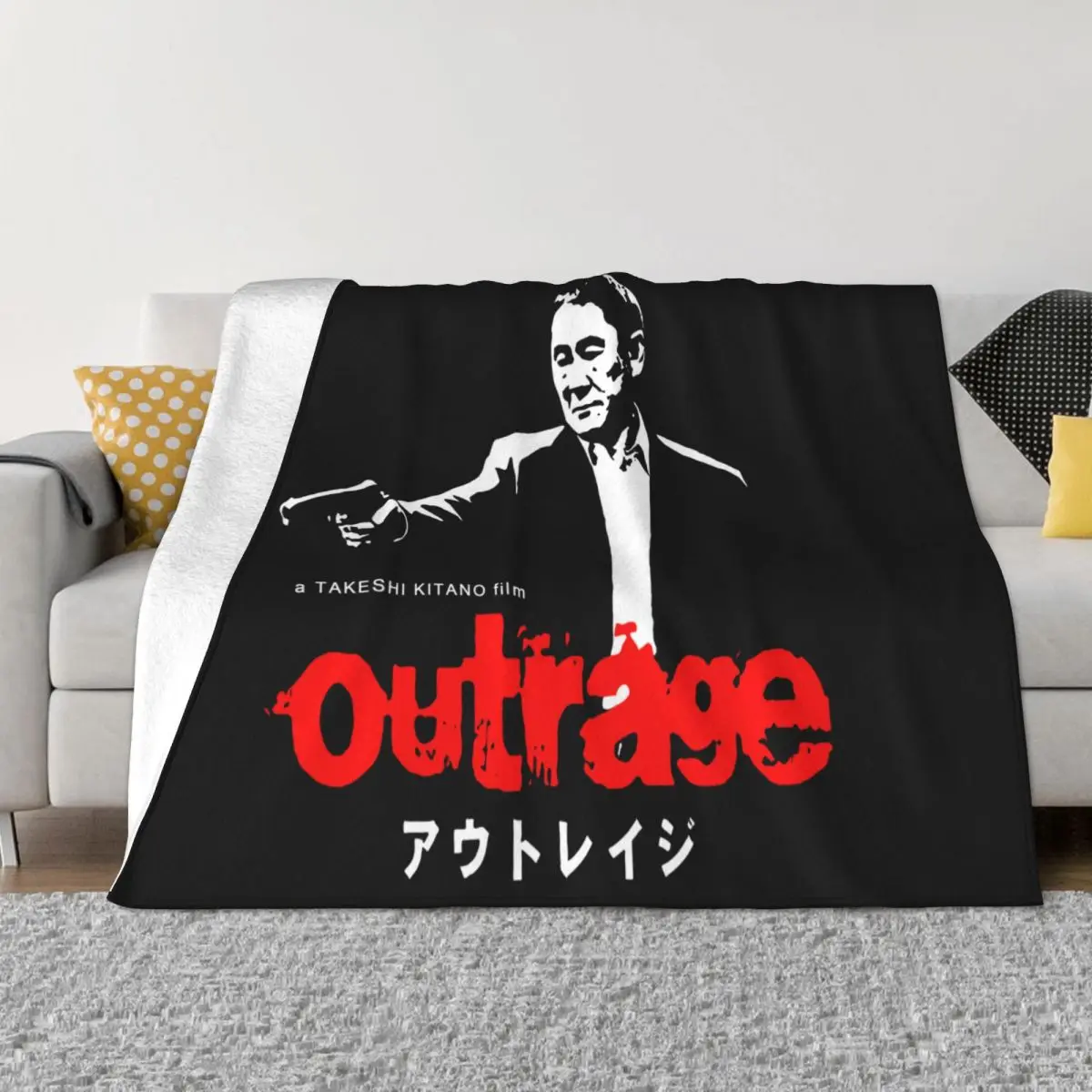 Takeshi Kitano Outrage Japanese Yakuza Action Movie Plus Size Unique Autumn Aesthetic Loose Throw Blanket