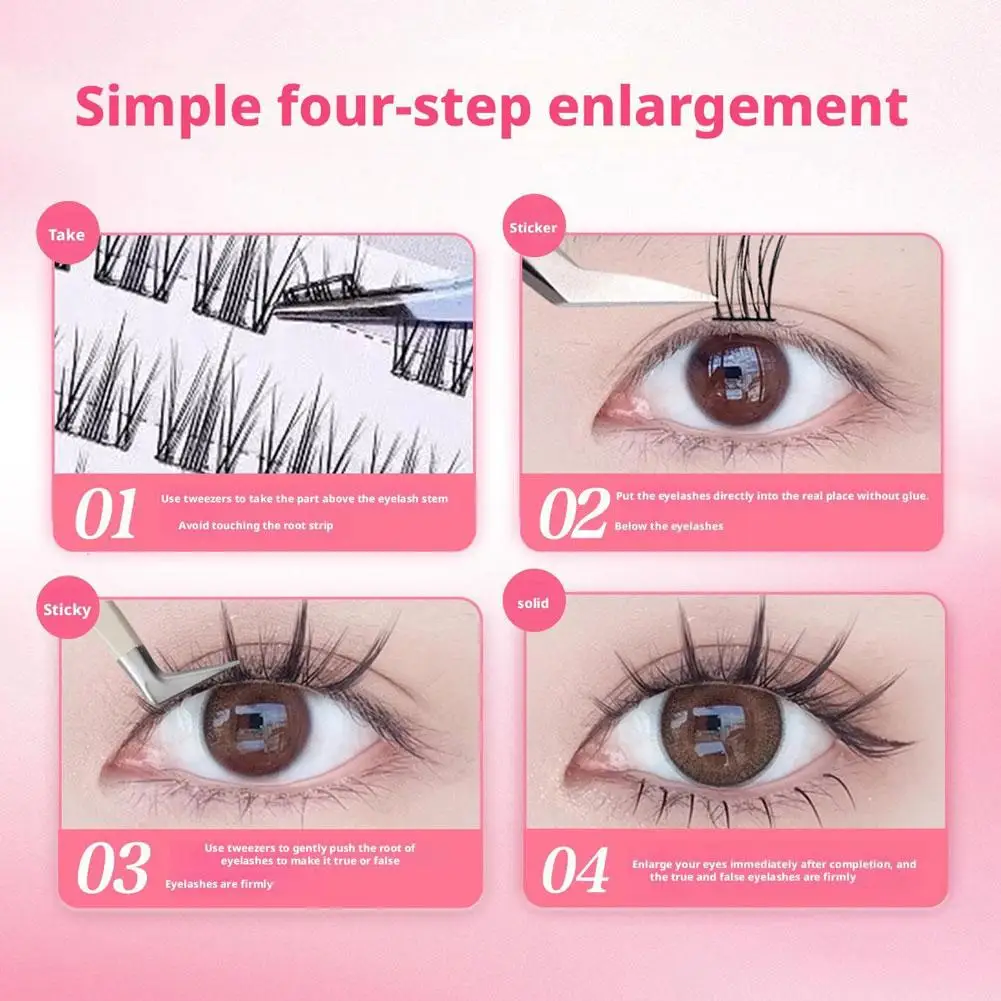 3D Self Adhesive Eyelashes 36 PCS Reusable Adhesive Eyelashes Pre-Glued Cluster Lashes C Curl No Glue Eyelashes 10-16mm Tool