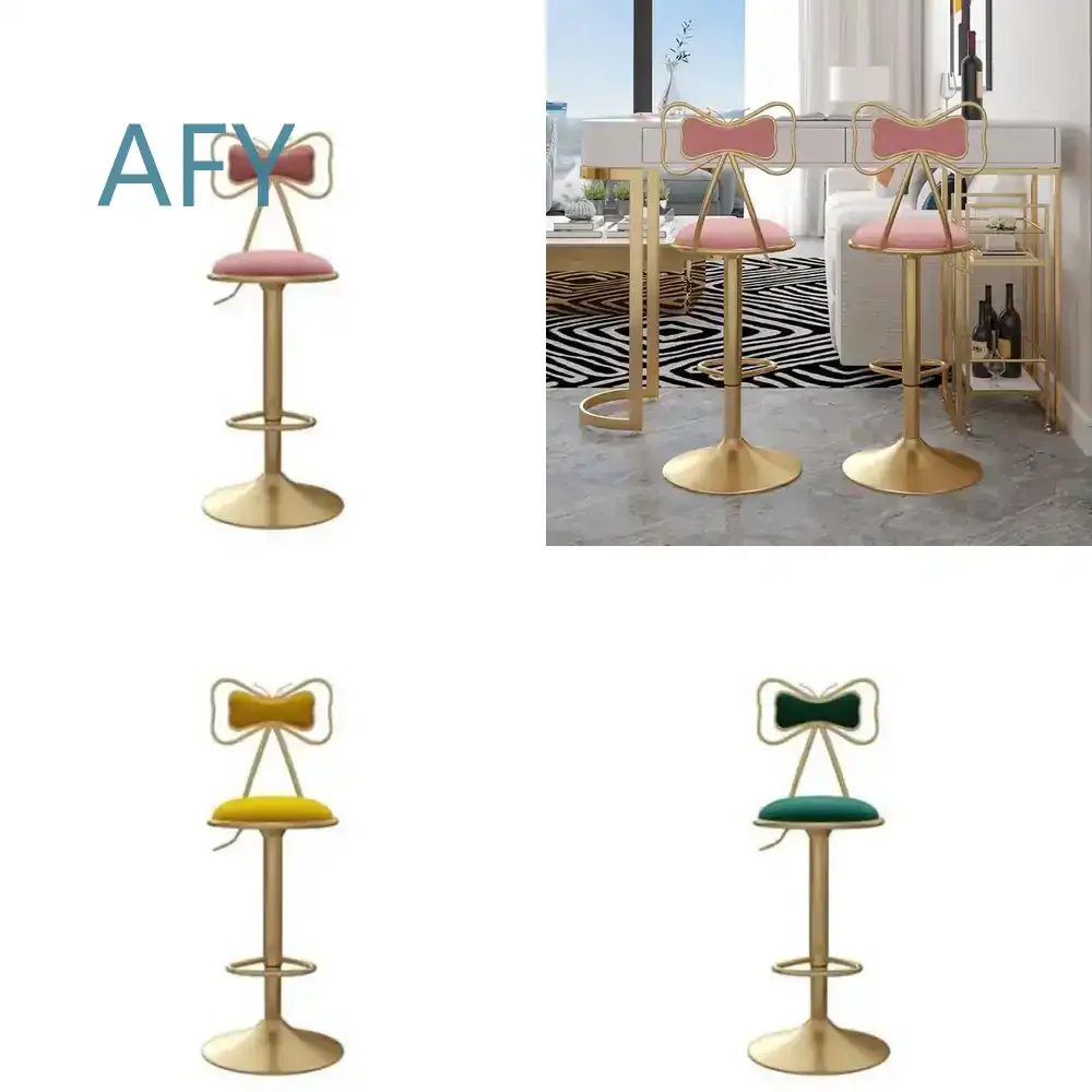 Bar Chair for Home Office with Gas Lift Height Adjustment Rotating Backrest Nordic Style Modern Luxury High Back Swivel Stool