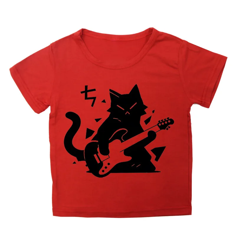 

Children's T-shirt Fun Kitten Print Cat Casual Short Sleeve Summer Thin Casual Top New Kids Clothes