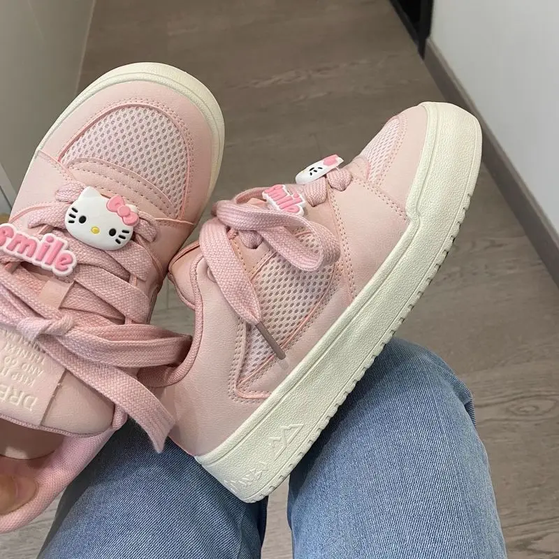 Sanrio Hello Kitty Anime Sneakers Girl Heart Sweet Cute Cartoon Summer Women Pink Bread Shoes Soft-Soled Tide Gift for Kids