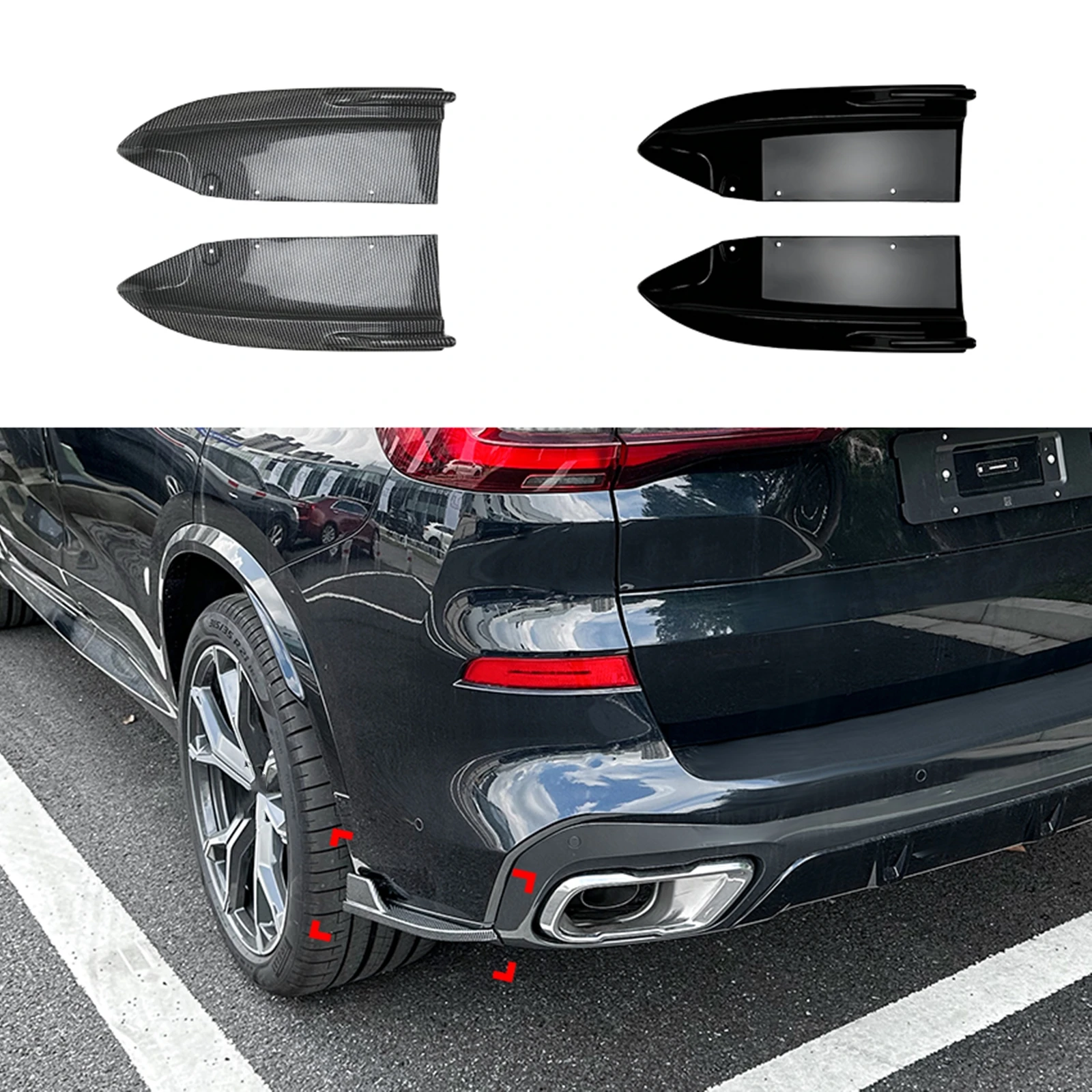 Rear Bumper Side Spoiler Corner Cover For BMW X5 G05 M Sport 2019 2020 2021-2023 Diffuser Lower Splitter Extension Protector Lip