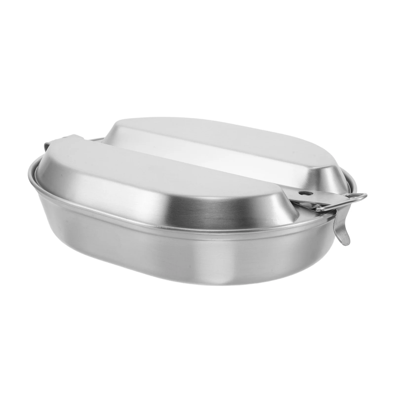 

Stainless Steel Lunch Box 8.65x6.56 Leakproof Metal Bento Container Portable Handle Camping Hiking Outdoor Reusable Picnic Lunch