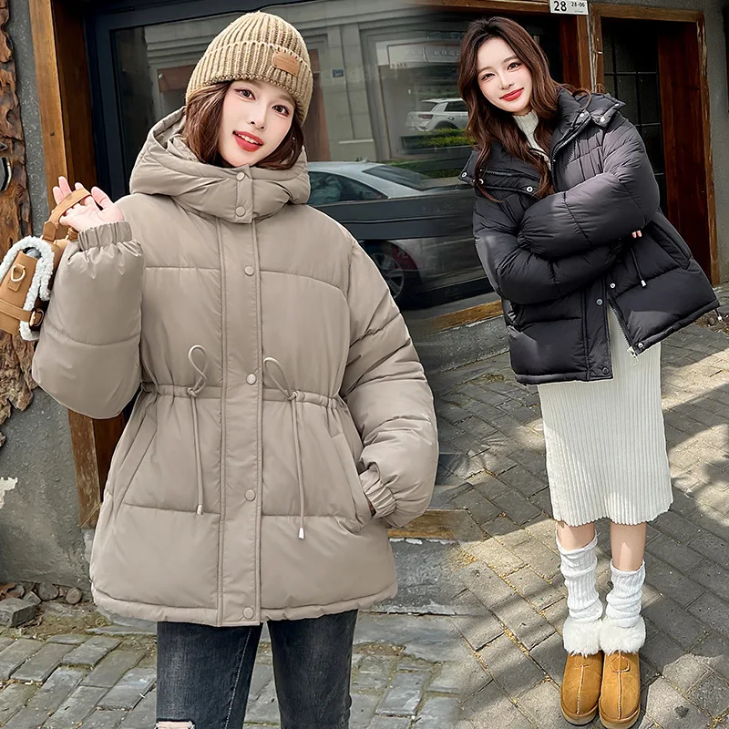 

Korean Cotton Padded Jacket Women Hooded Coat 2025 Winter New Loose Girl Jacket Multi-Color Thick Windbrake Keep Warm Short Coat