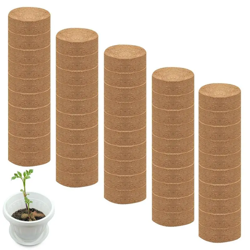 50pcs Coconut Fiber Coir Vegetable Seedling Block Pot Compressed Coco Coir Fiber Potting Soil Indoor Outdoor Gardening Supplies