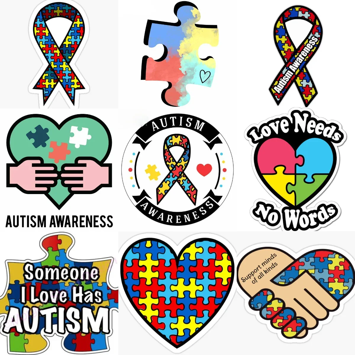 

Autism Awareness Care Autism Color Jigsaw Creative Sticker for Decorate Car Truck Bicycle Helmet Window Wall Decal Accessorie