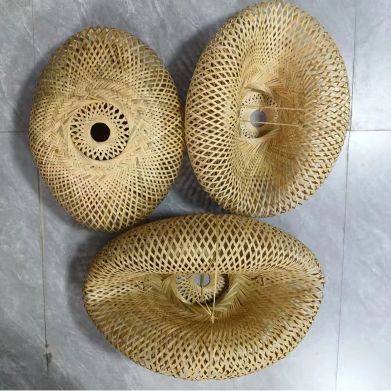 

Bamboo Wicker Rattan Lampshade Hand-Woven Double Layer Bamboo Dome Lampshade Asian Rustic Japanese Lamp Design New