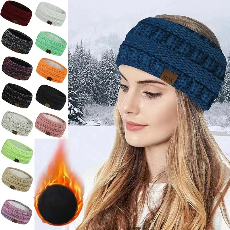 Najnowsza szeroka dzianinowa wełniana opaska na głowę zimowe ciepłe uszy kobiety zagęścić turban akcesoria do włosów dziewczyna opaska do włosów Headwraps podgrzewacz uszu