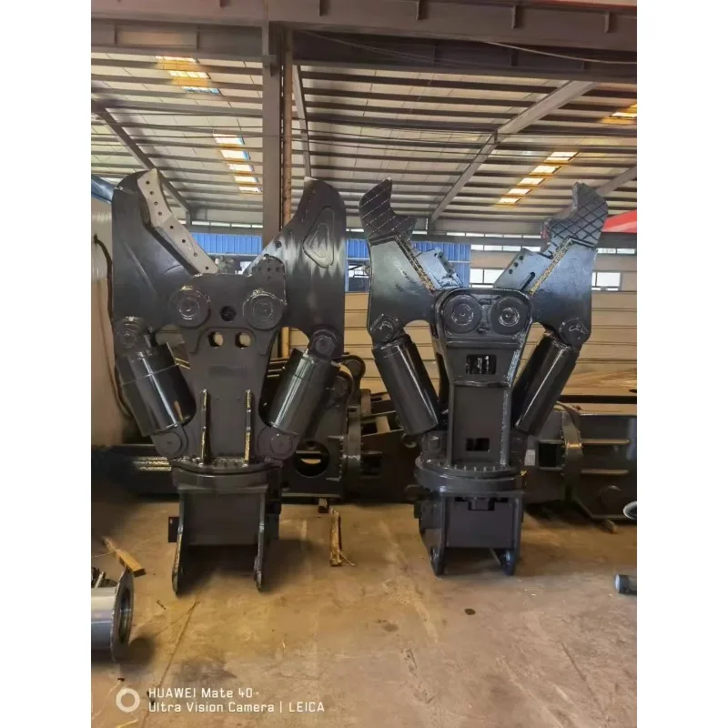 Digger Front End Hydraulic Shear Double Cylinder Steel Bar Cutting Chicken Mouth Pliers Demolition Rotary Shear Customized