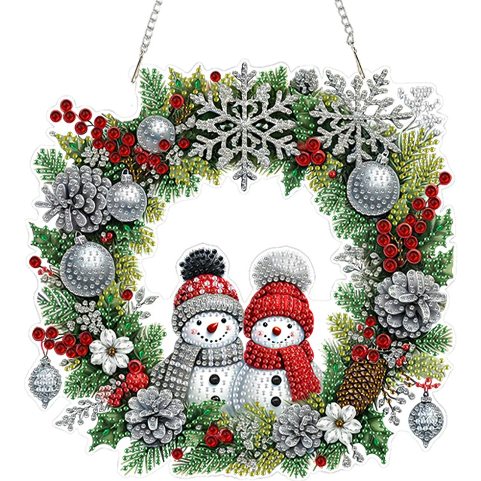 

Christmas DIY 2D Flat Acrylic Diamond Painting Kits Diamond Art Pendant for Window Home Garden Wall Door Decor